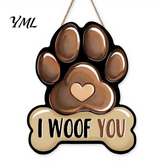 Easy Hanging Entryway Decor Wooden Welcome Sign for Front Door, Decorative Dog Paw Wall Plaque with Pet Lover Gift Idea Hemp Rope Lovers, Home Indoor