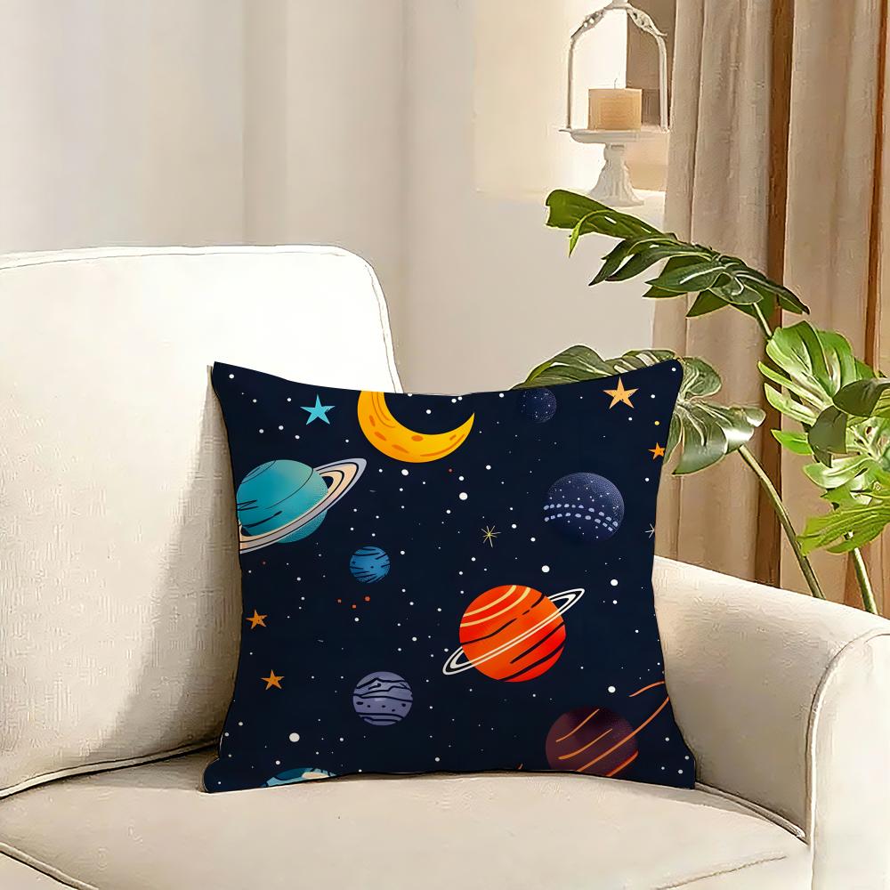 outer space spaceship astronaut rocket Cushion Cover Reversible Plush Pillow Cover Soft Fluffy  Home Decor for Sofa Bedroom