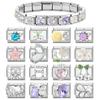 Fashion Shiny Stars Zircon Flowers Cherry Charm Italian Links Fit 9mm Stainless Steel Bracelet Making DIY Jewelry Gifts