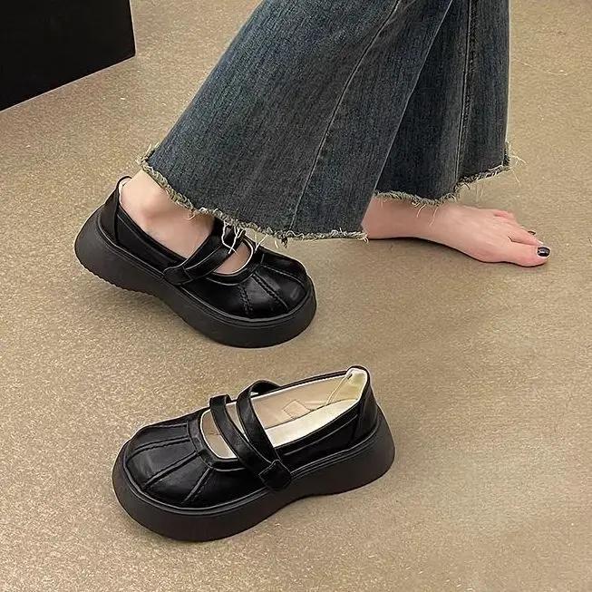 Fashion Woman PumpsLoafers Shoes for Women Mary Jane Round Toe Platform Cute Kawaii with Medium Heels Japanese Style Lolita Luxury Brand