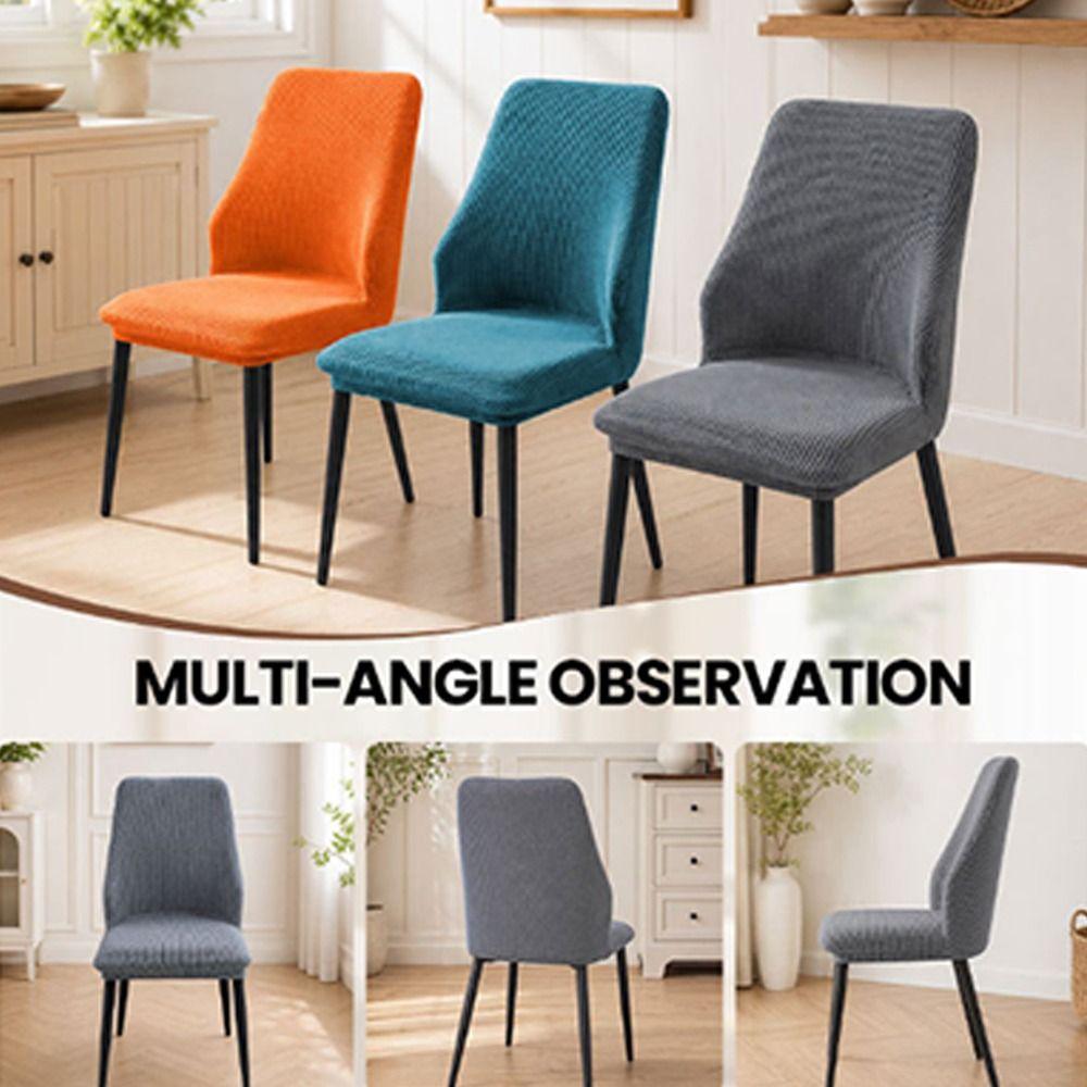 Curved Dining Chair Cover Anti-slip Backrest Protector Simple Stool Slipcover for Home Decoration