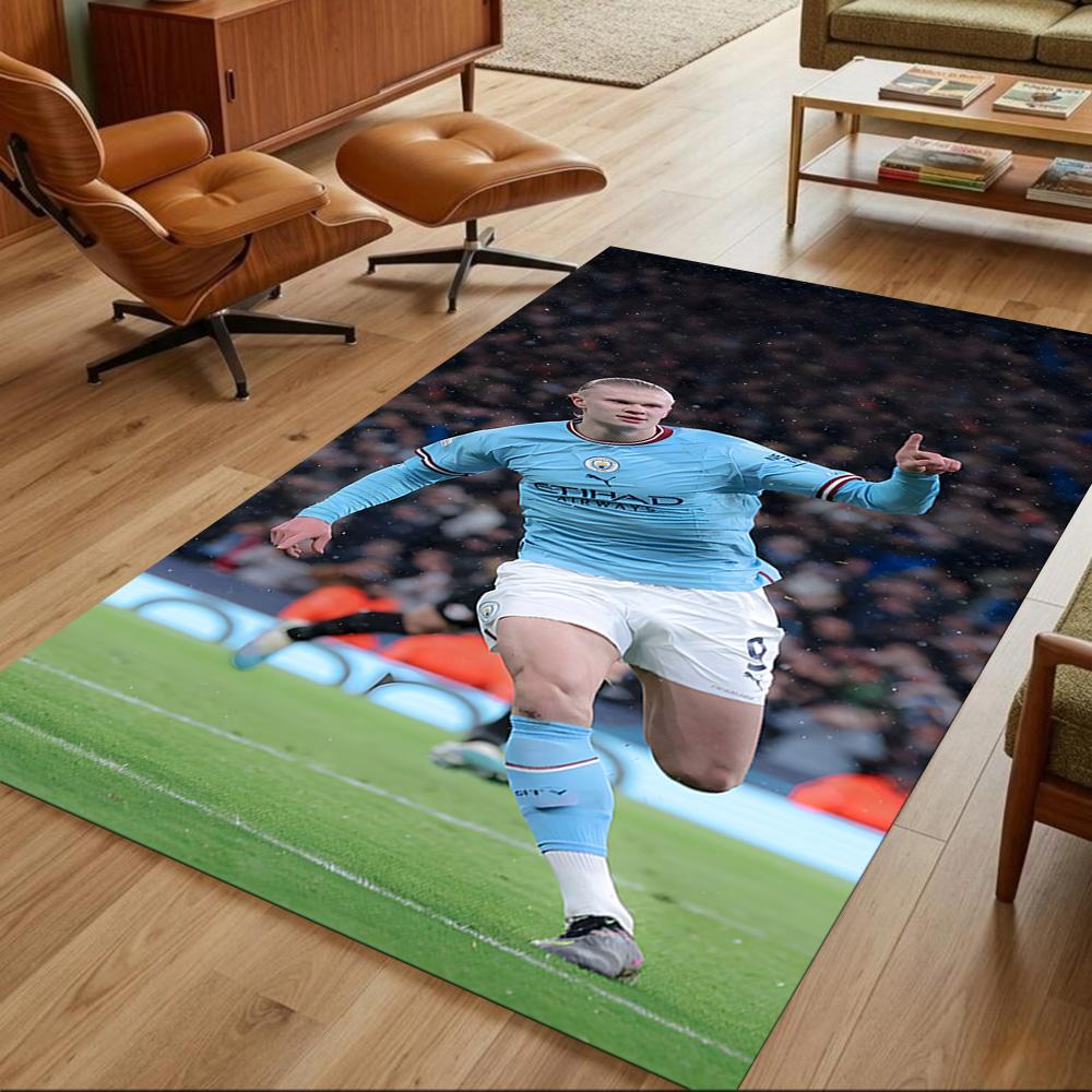 Erling Haaland Football Action Anti-slip Rug Compact Foldable Construction Water-resistant & Washable Office & Lounge Rug Retro American Style