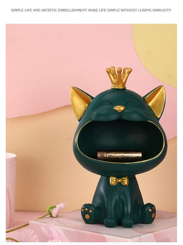 Creative Cat Light Luxury Resin Ornament for Home Decor & Key Storage