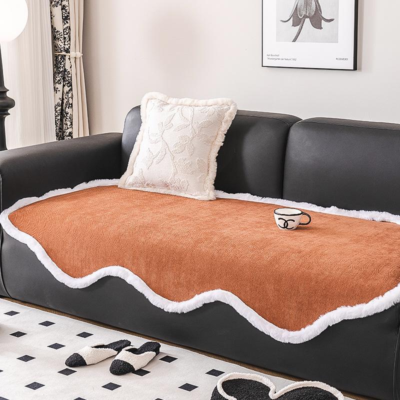 Chenille Herringbone Shaped Plush Sofa Cushion Autumn and Winter Thickening Sofa Cover Cushion