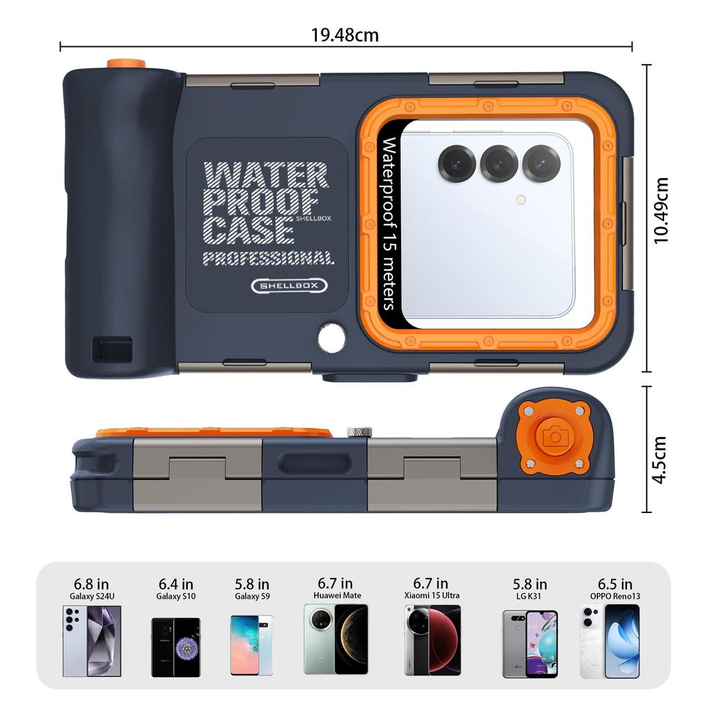 Tauchgehäuse für Unterwasser-Wasserdichtes Gehäuse für Android IP68 Standard Wasserdicht 15m Sommer Heiß mit Android Kompatibel Fotografie, Smartphones,