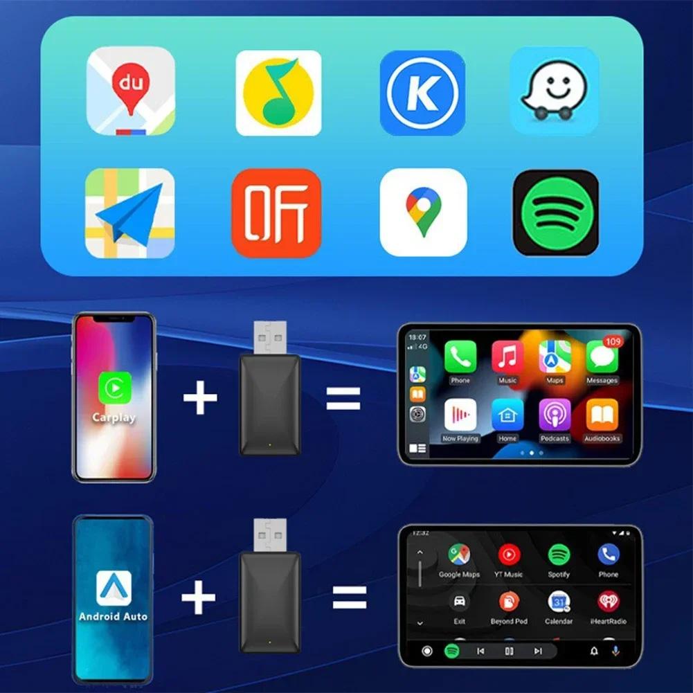 NEW 2in1 Wireless CarPlay Android Auto Wireless Adapter Smart USB Dongle Mini Box Plug And Play WiFi Fast Connect