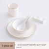 New Chinese Style Gold Rim Ceramic Dinnerware Set, 5-Piece