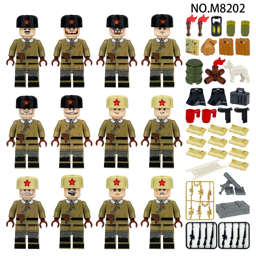 8209 Battle Of The Caucasus Minifigures Children Assemble Small Particles Building Block Toys Weapon Box Dog Stretcher