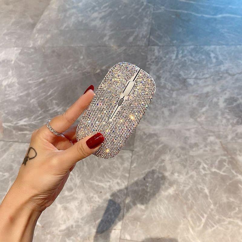 Trendige Strass Drahtlose Leise Maus für Laptops – Ideal für Mädchen, Kompatibel mit Apple, Xiaomi, Huawei