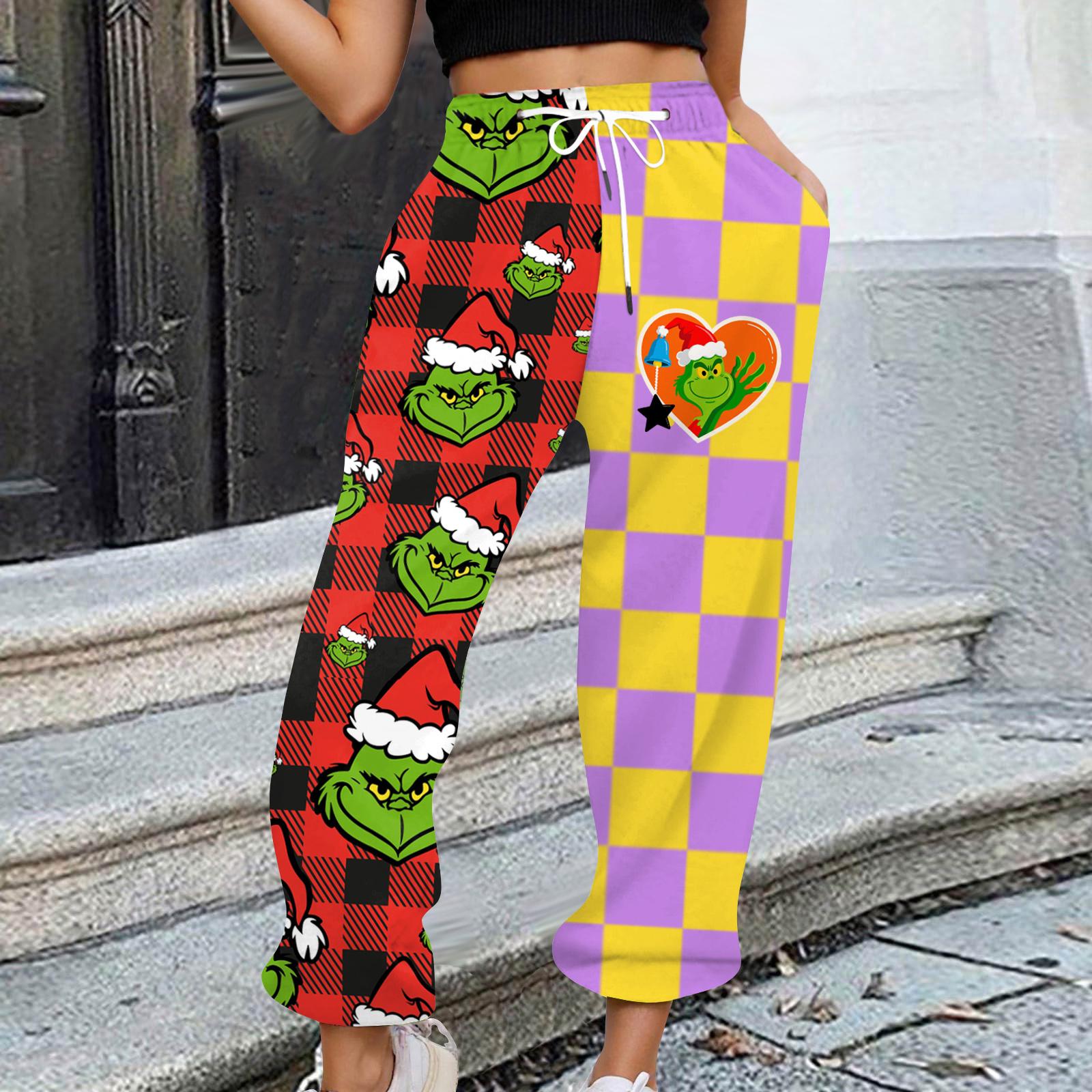 

Women s Casual Fashion Christmas Printed Casual Sweatpants Elastic Waist Drawstring Pants XL