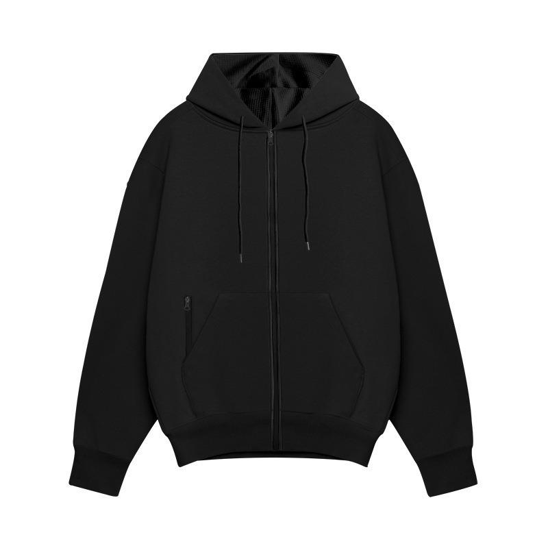 Men's Solid Hooded Zip Up Fleece Sweatshirt.