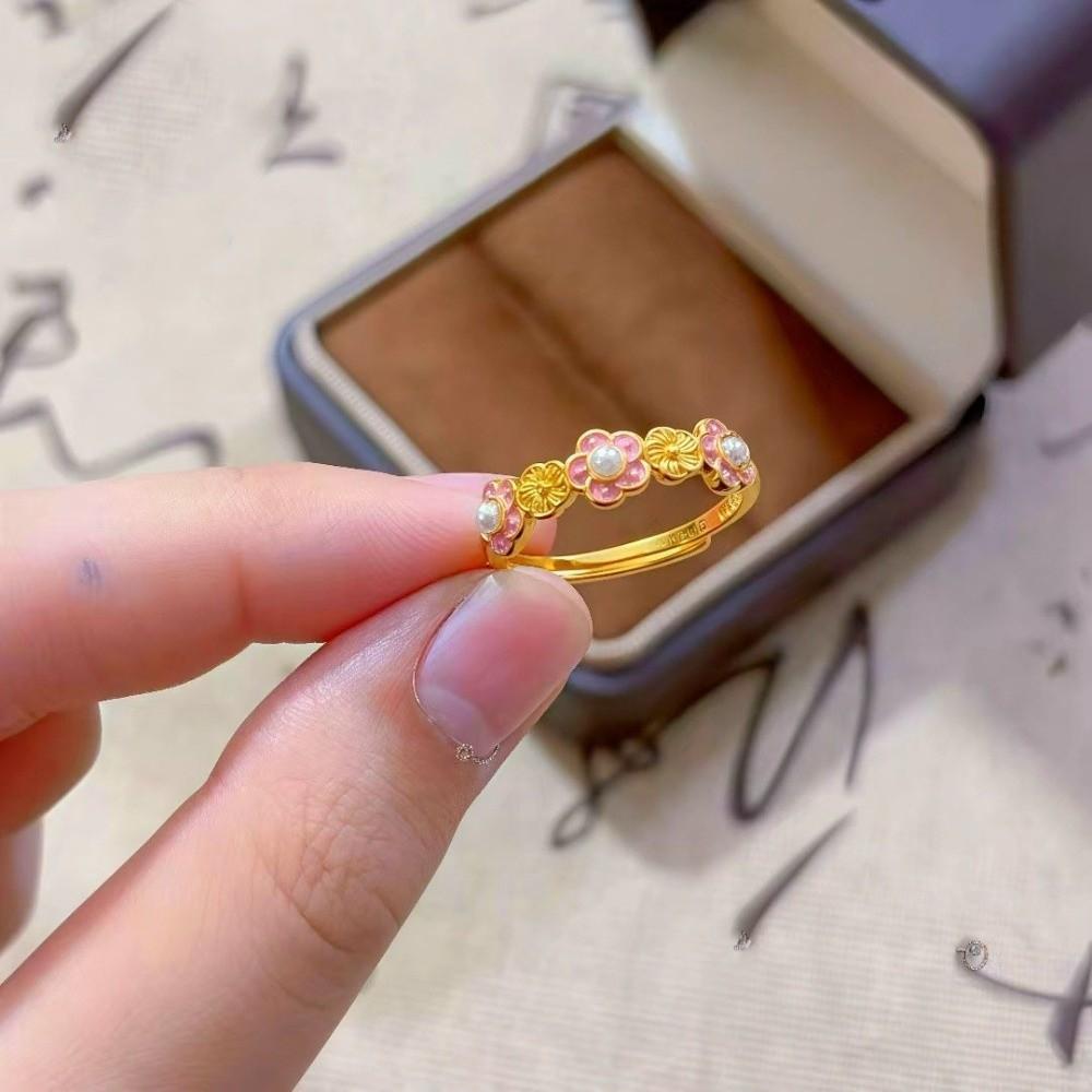 7Pcs/Set Camellia Flower Enamel Finger Rings Butterfly Irregular Rings Unique Flower Ring Set  Women