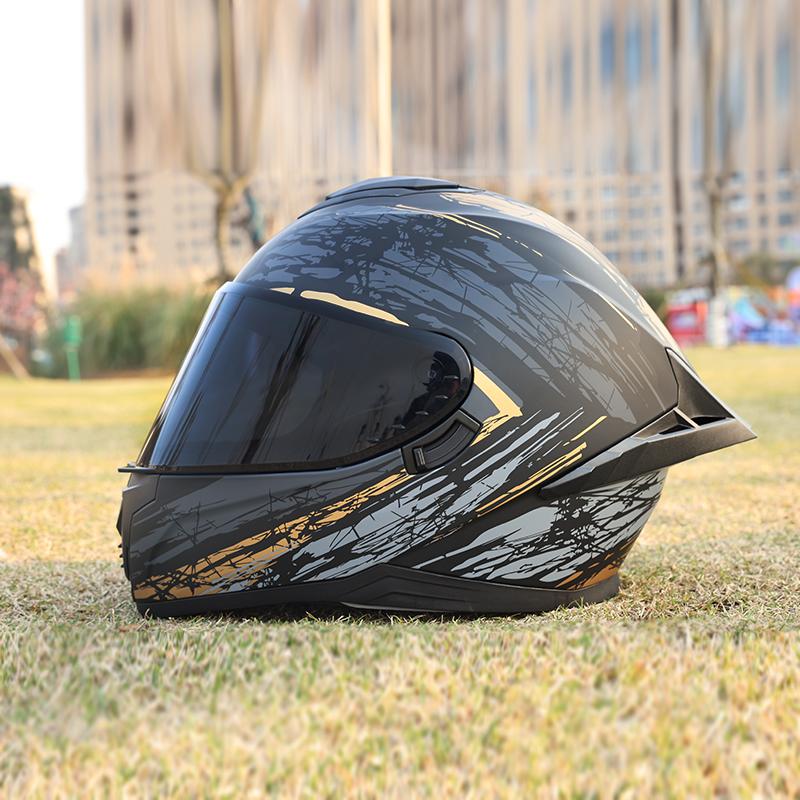 Motorcycle helmet, men's and women's dual lens full face helmet, motorcycle sports car, all season full face helmet DOT