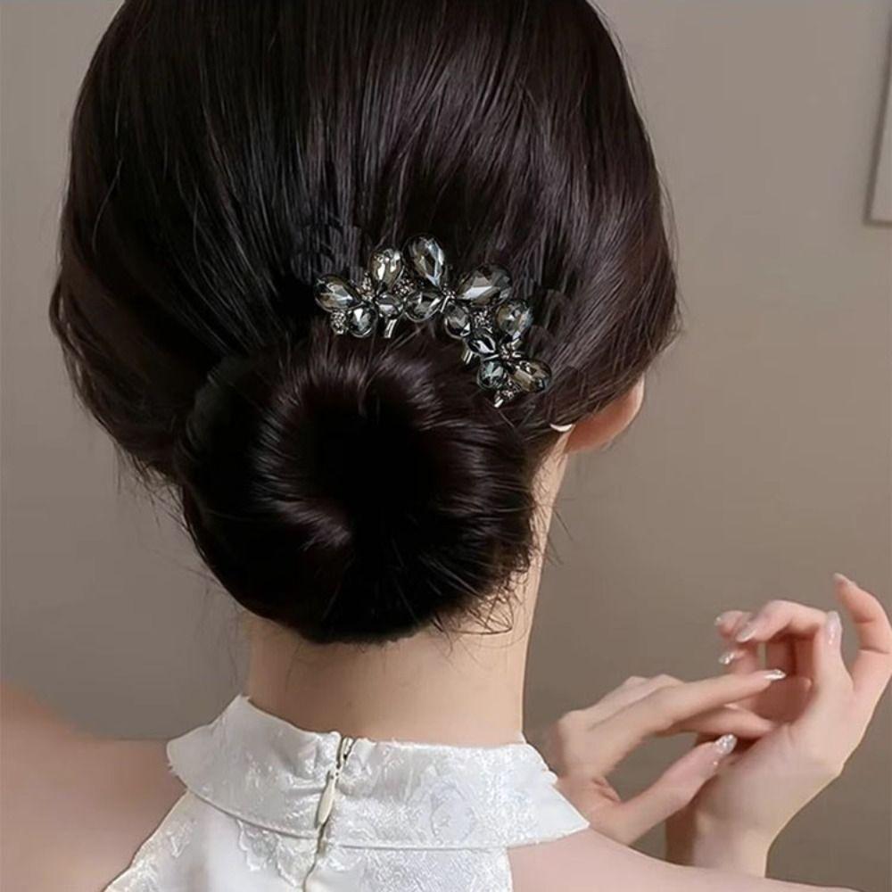 Geometric Toothed Insert Comb Rhinestone U-shaped Hair Clip Elegant Butterfly Hairpin Gifts