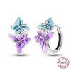New 925 Silver Chameleon Unicorn Cute Stud Earrings Zircon Blue Eyes Flower Small Earrings For Women Girls Lovely Jewelry Gift