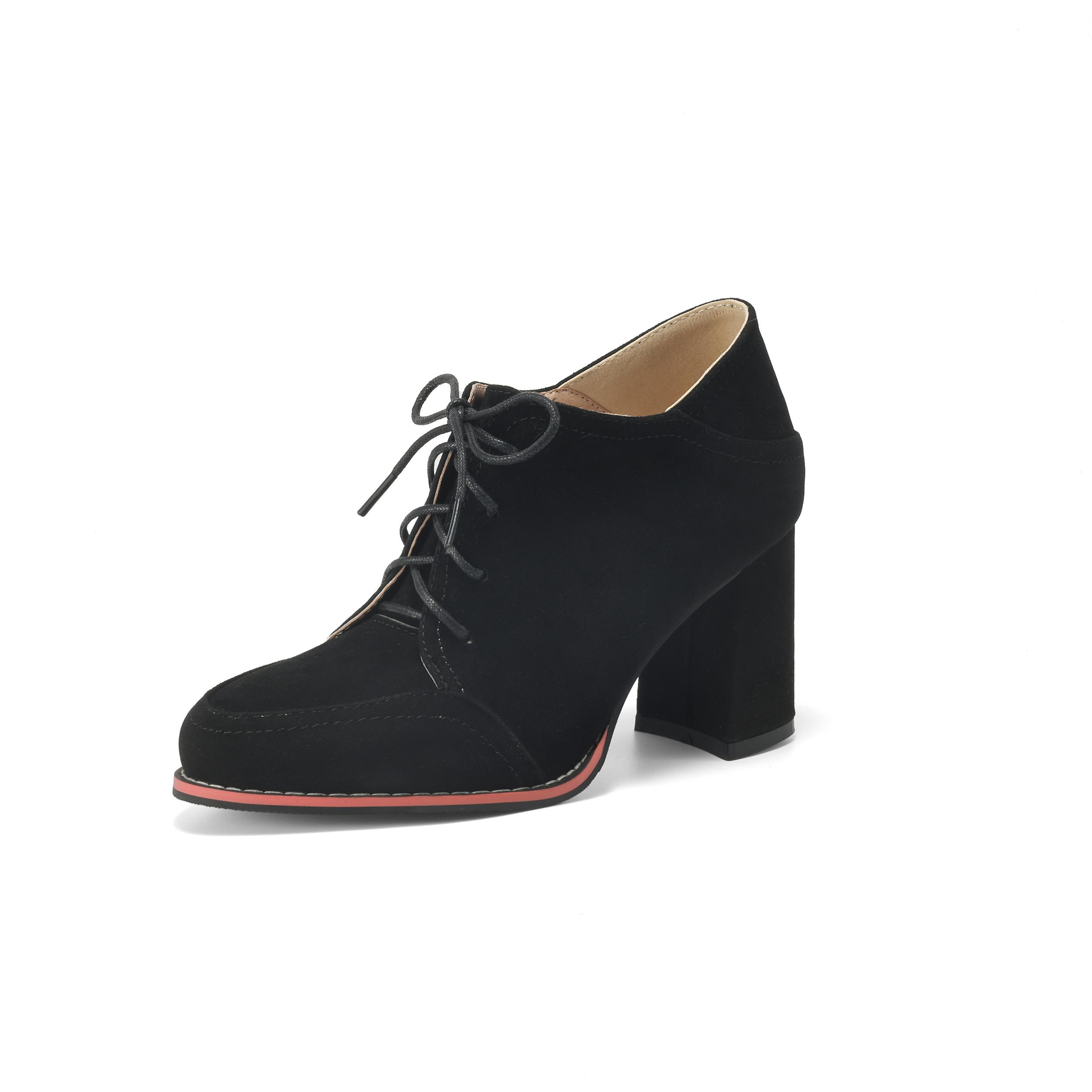 

Женские туфли на высоком каблуке, весна-лето, новые туфли большого размера на толстом каблуке со шнуровкой и низким верхом 38