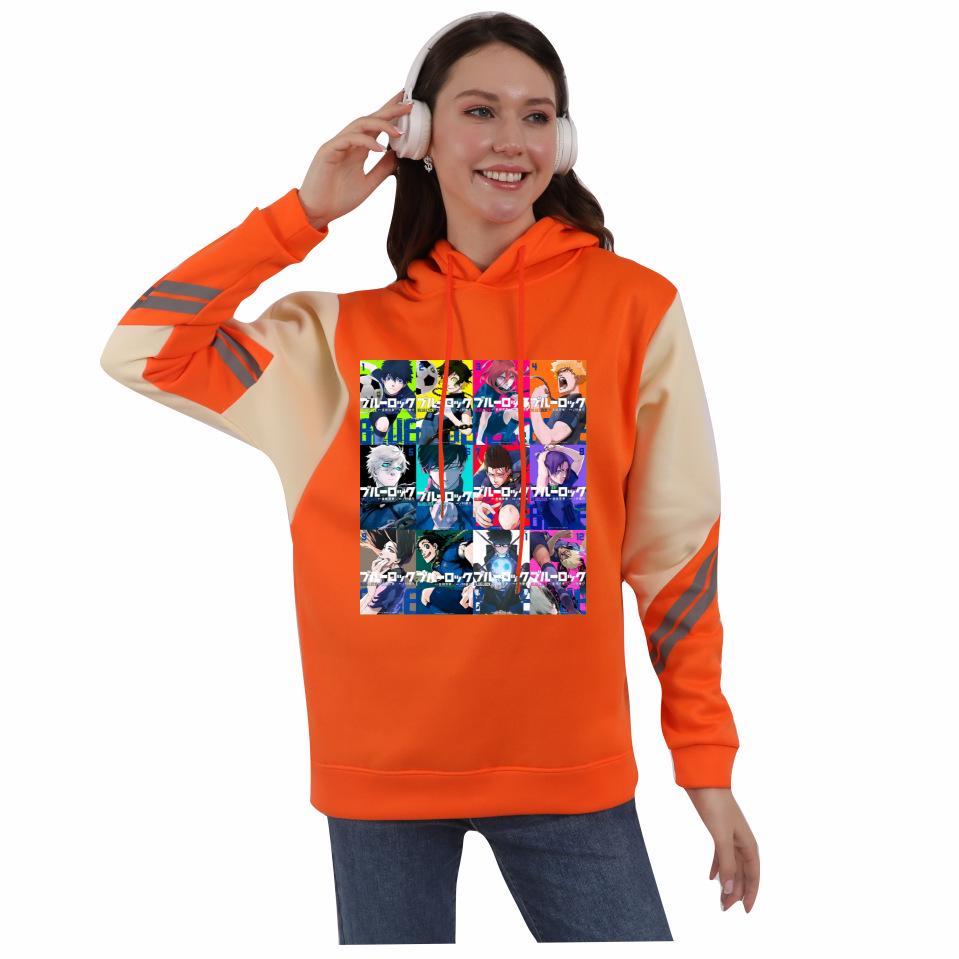 Blue Lock Anime Colorblock Hoodie mit Fleece für Damen und Herren - Herbst/Winter