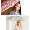 Folding Umbrella Gingham Heart Mini Beige and Rain for Commuting and 2026Wpc. Sun Umbrella/UV Protection Lightweight, Stylish, Cute, School,
