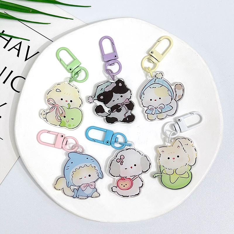 Llavero Acrílico Creativo DIY - Llavero de Puerta de Dibujos Animados de Gato Lindo - para Hombres y Mujeres - Accesorios para Bolsos - Colgadores de Llaveros de Forma Irregular