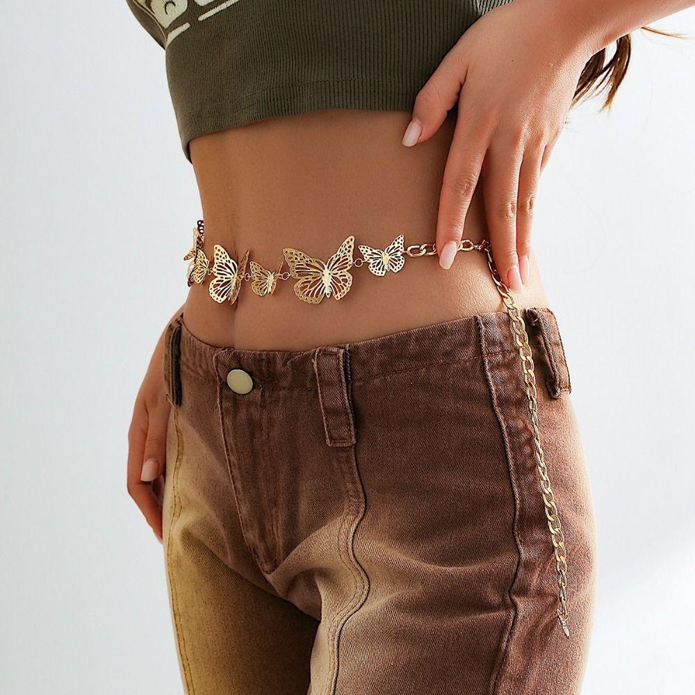 Metal Dress Belt Chains Vintage Tassel Body Chain Chic Butterfly Waist Chains  Gift