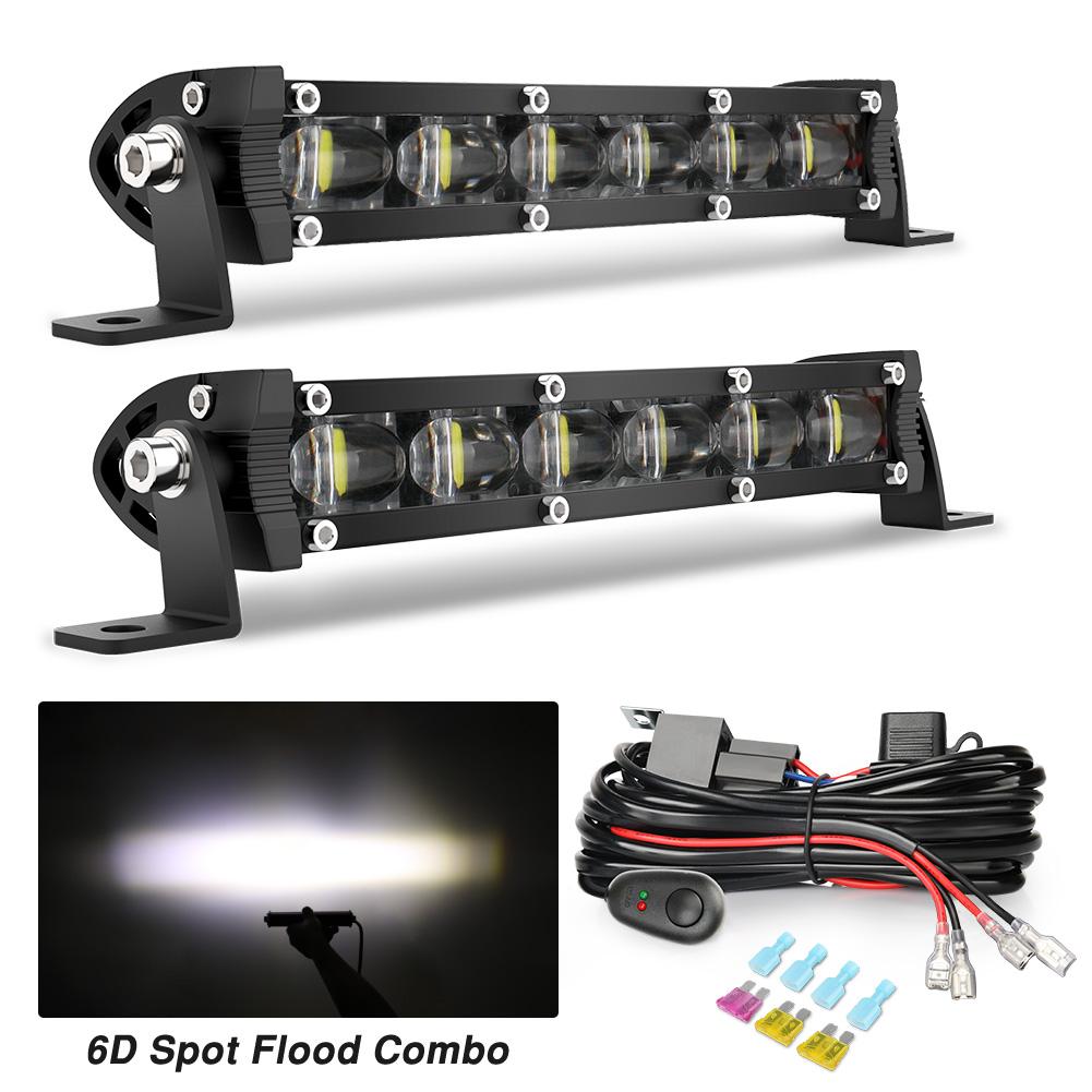8inch LED Light Bar Floodlight Yellow Beam Ultra Strip LED Bar Work Light  Driving Fog Lamp for 4x4 Offroad Motorcycle SUV Truck
