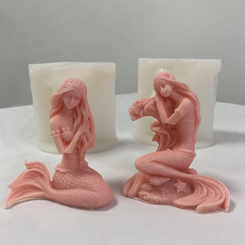 Kerzen-Silikonform Langlebig 3D Meerjungfrauen Duftkerzen-Harzform Gips-Dekorationen Form DIY Gips Aromatherapie