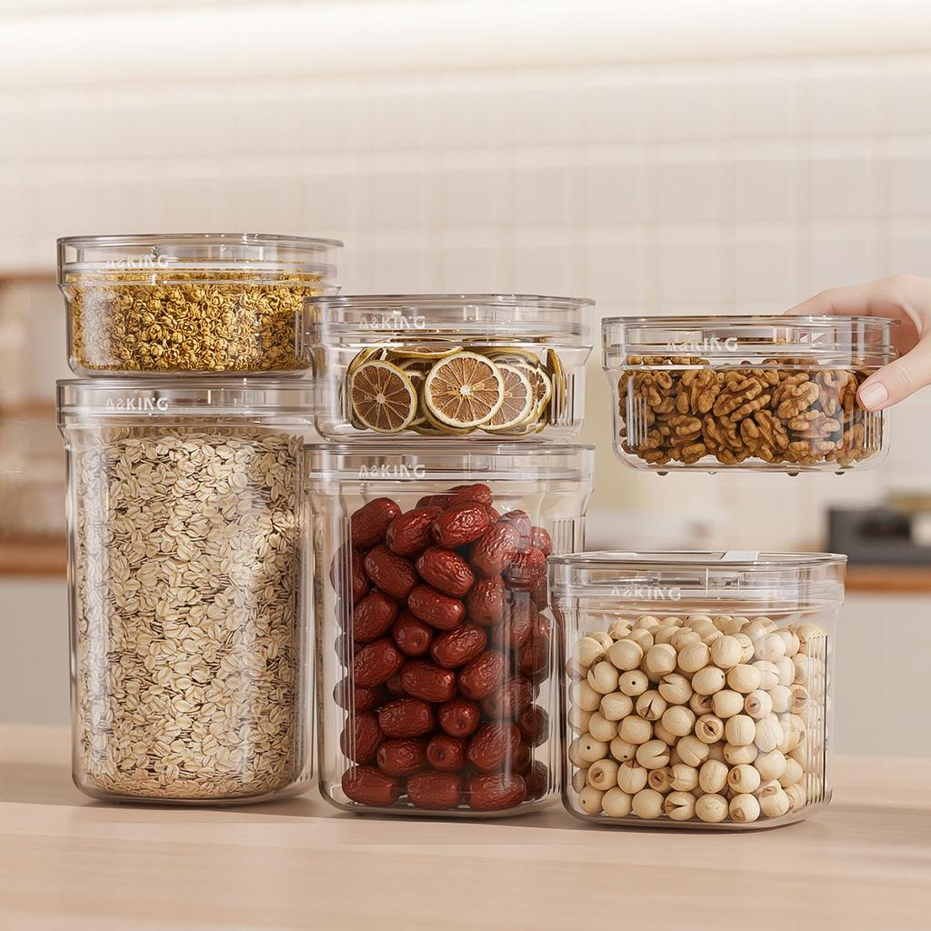 Transparent Kitchen Storage Jar for Food: Beans, Grains, Cereal