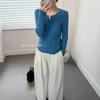 V-neck gentle wind knitted small cardigan top, female slim body, pit strip texture, versatile outside and thin inside