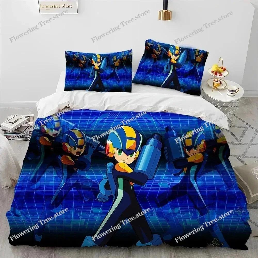 3D Rockman Megaman Game Cartoon Comforter Bedding Set,Duvet Cover Bed Set Quilt Cover Pill