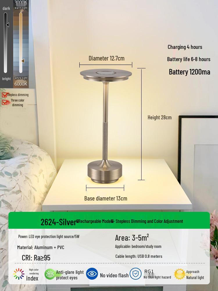 Luxury Rechargeable LED Bedside Table Lamp Atmosphere Night Light