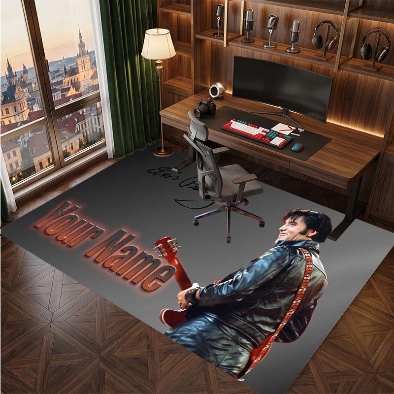Tappeto di Cristallo Vellutato Personalizzato Elvis Presley, Tappeto Morbido Antiscivolo con Testo Nome Personalizzato per Soggiorno Camera da Letto