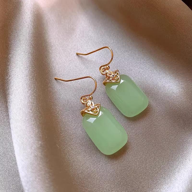 Female Niche Temperament Chinese Style Square Earrings