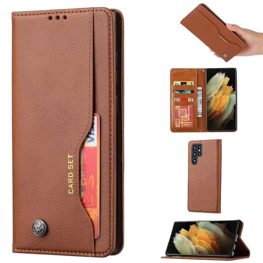 Suitable for Samsung S23 mobile phone leather case A54 leather pattern card wallet flip magnetic protective case A34 solid color