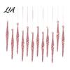 Seasonal Home Holiday Accents 12Pcs Spiral Icicle Ornaments, Christmas Twisted Hanging Decor, Transparent Tree Ornaments Pendants with Strings