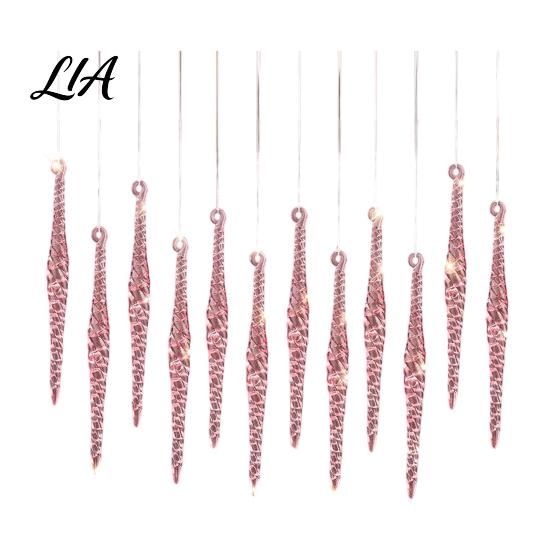 Seasonal Home Holiday Accents 12Pcs Spiral Icicle Ornaments, Christmas Twisted Hanging Decor, Transparent Tree Ornaments Pendants with Strings