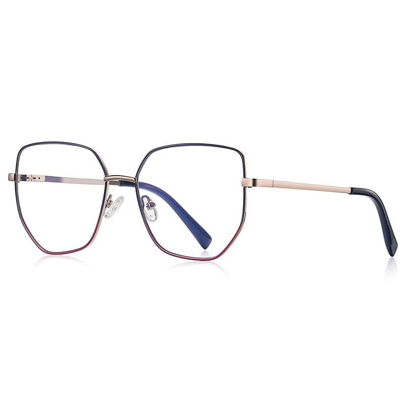 

56272 Women Classic Spring Hinge Brand Designer Fashion Square Metal Optical Frames Anti-Blue Light Computer Glasses