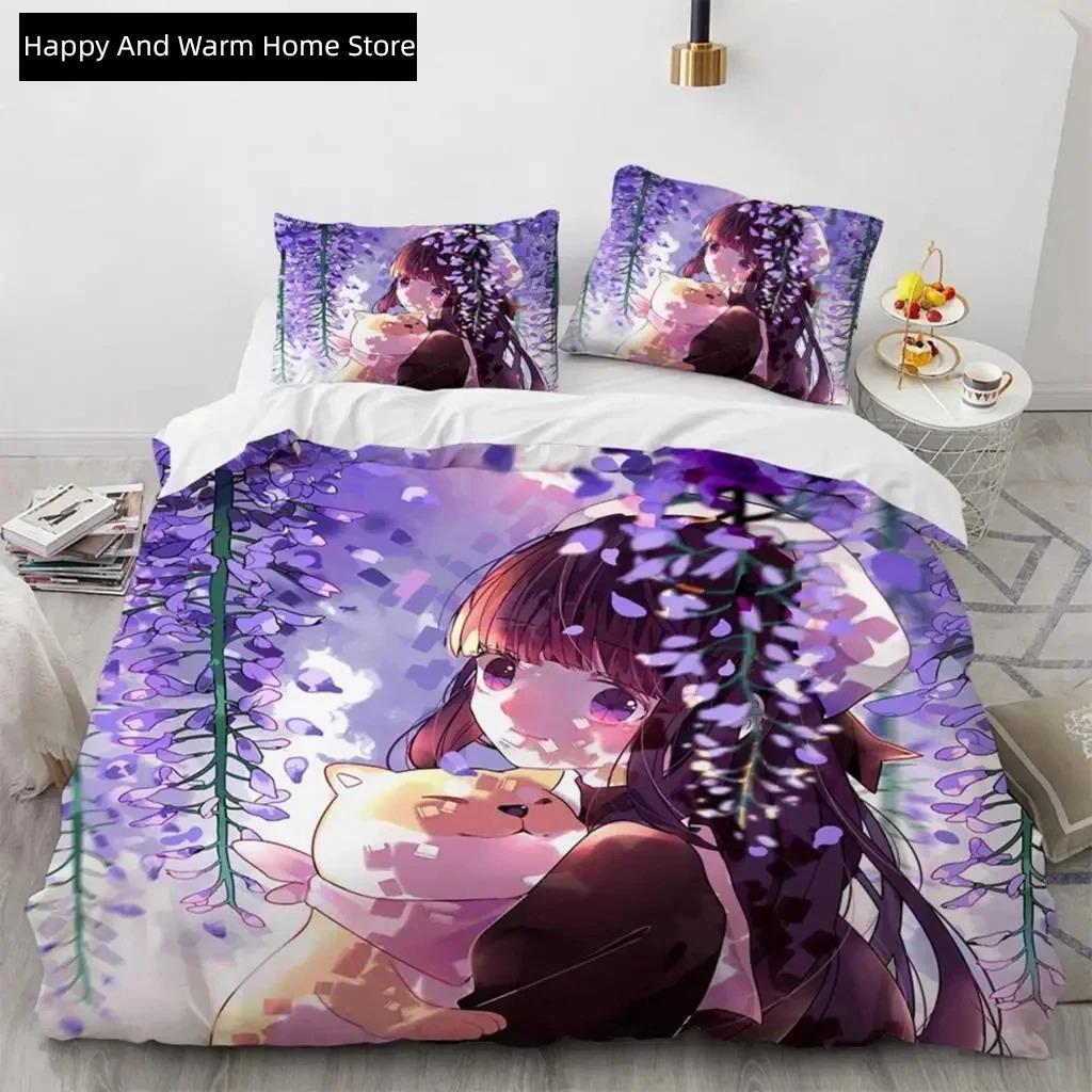 Anime Cardcaptor Sakura Beding Set,Soft Duvet Cover Warm Comforter Bed Linen Set Comfortable Quilt Cover Pilowcase,King Quen Twin Sized Dimensions