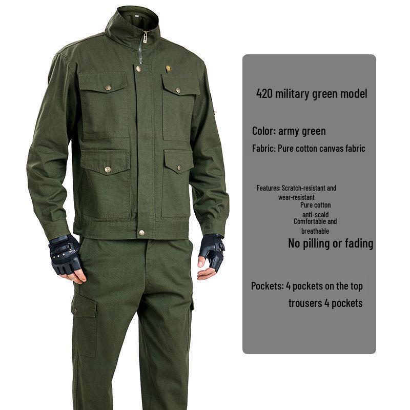 Men's Autumn Cotton Welder Anti-Scald Workwear Set - Wear-Resistant Labor Protection Suit/Pants