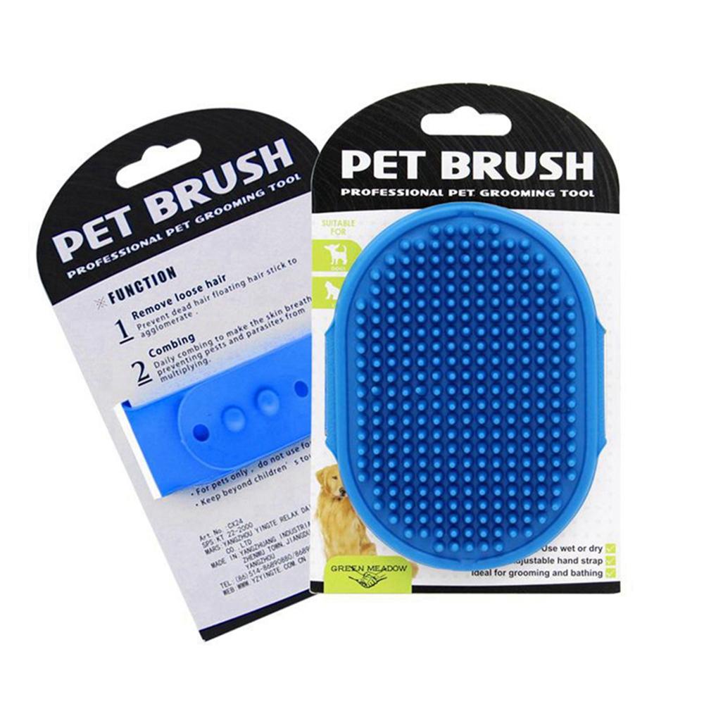 

Soft Rubber Dog Brush Comb Cat Bath Brush Rubber Glove Hair Fur Grooming Massage Brush For Small Medium Dog Cats синій