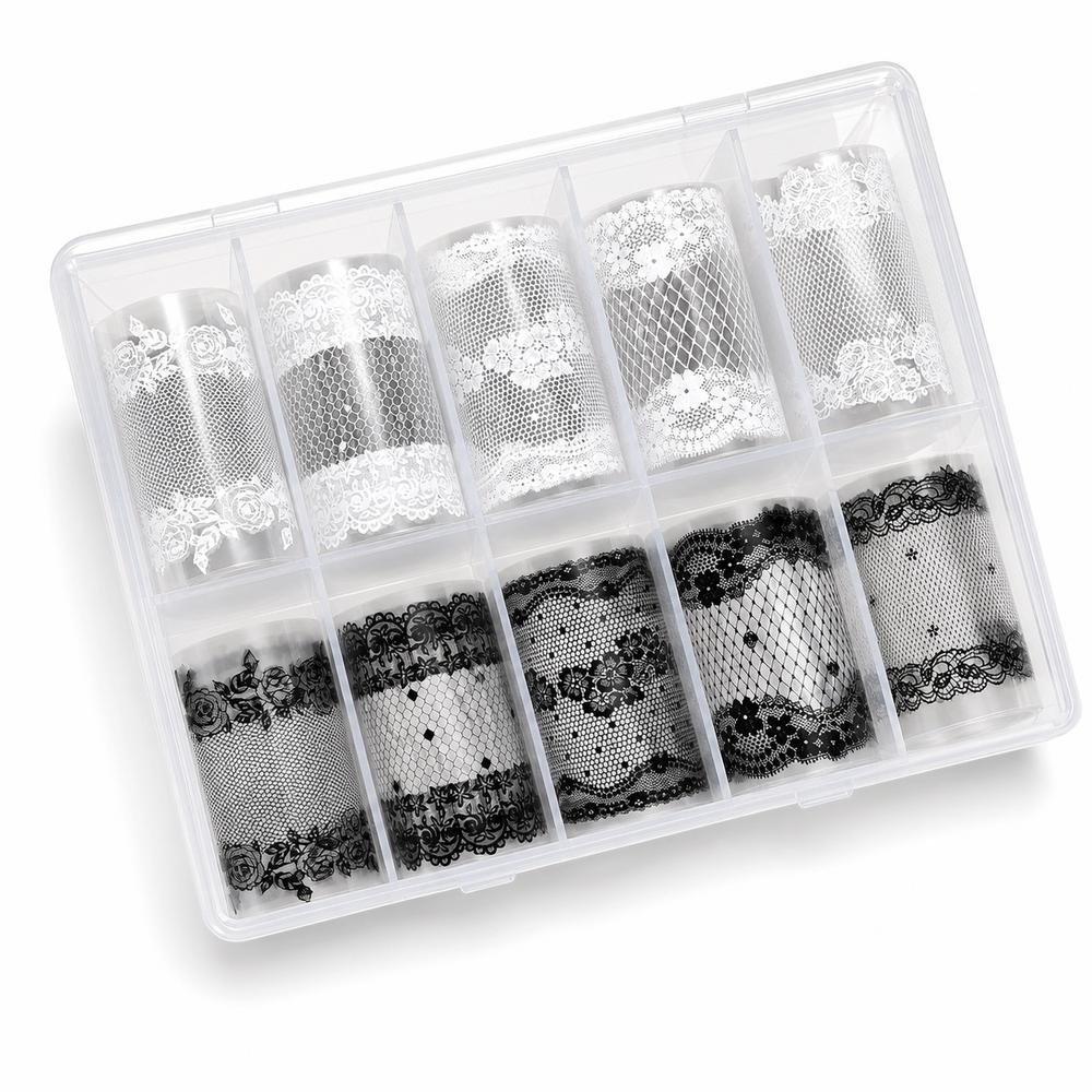 Lace Design Nail Foils Black White Nail Decals Professional Transfer Paper Manicure DIY