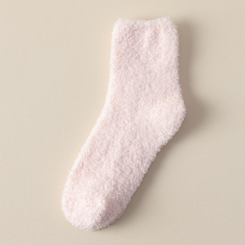 Coral Fleece Socks, Women's Autumn and Winter Sleep Socks, Warm and Non-shedding Mid-calf Socks, Thick Socks
