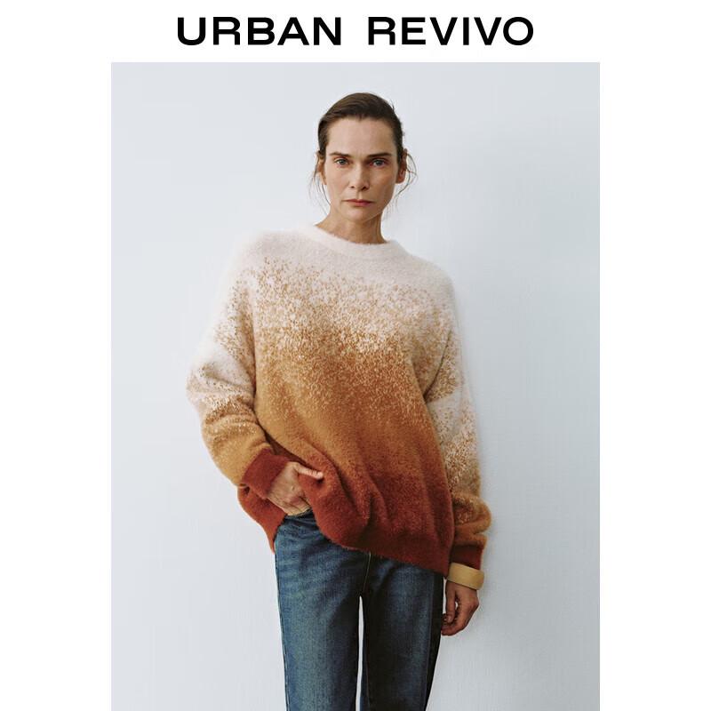 

UR Women s Retro Color-Block Round Neck Knitted Sweater L