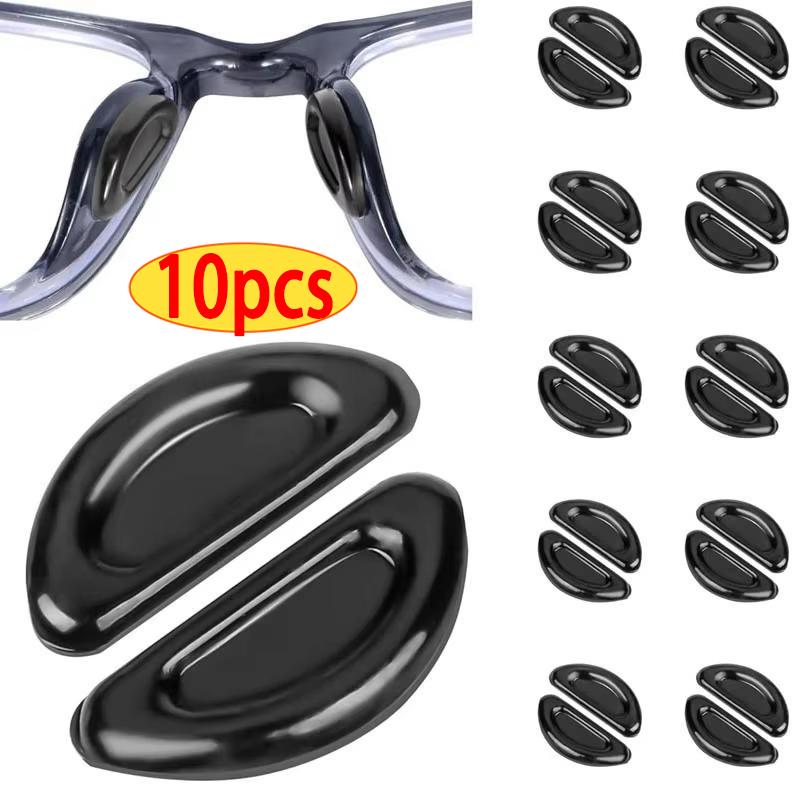 

10pcs Eyeglasses Anti Slip Nose Pads Soft Silicone Adhesive Glasses Nose Pads for Plastic Frame Glasses Sunglasses(Black/White)