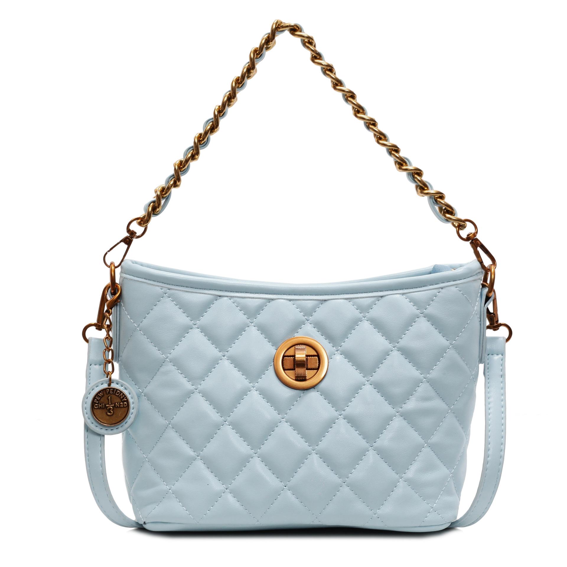 

Tote bag women s 2025 new bag chain rhombus embroidery thread shoulder messenger bag синій