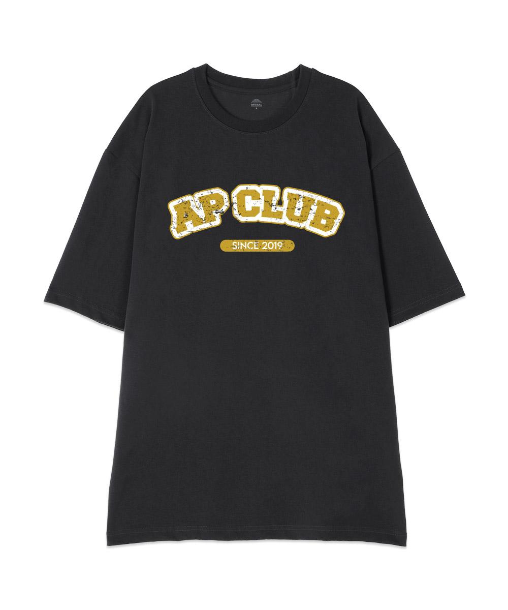 Astral Projection [Oversized] Ap Club 13-Count Cotton Round Neck Short Sleeve T-Shirt_Charcoal Xxl