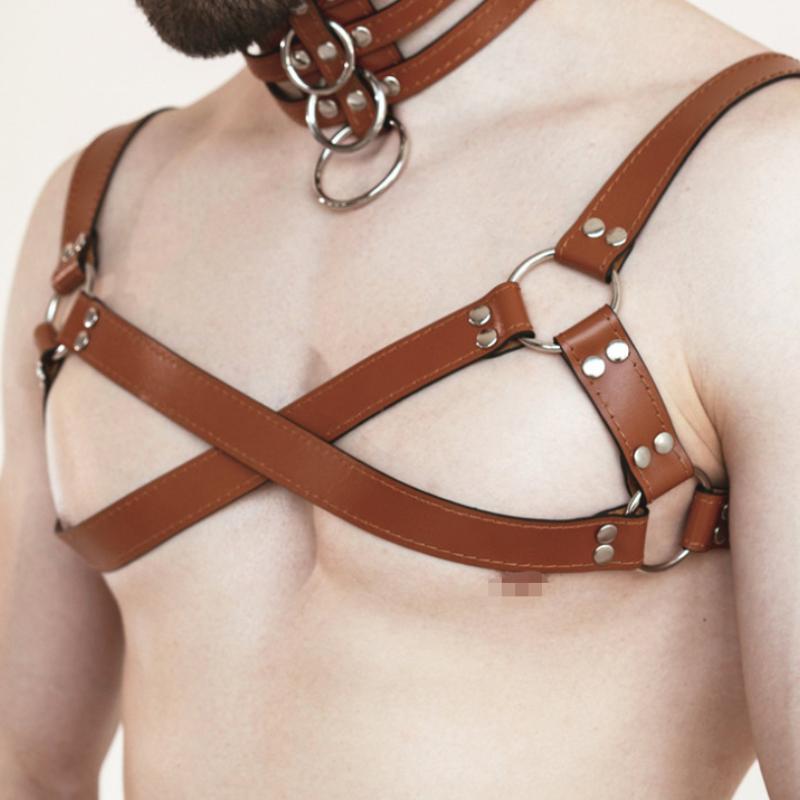 Men's 3 Pieces BDSM Stuff Suit Adult Alternative Flirting Tuning Toys Hunk Choker Handcuffs Bundled Corsets Bandange Belt Sex Role-Play Clothing