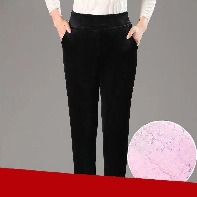 

Winter Leggings Women Velvet Thick High Waist Pants Loose Outer Wear Elastic Thermal Fleece Retro Pencil Trousers M