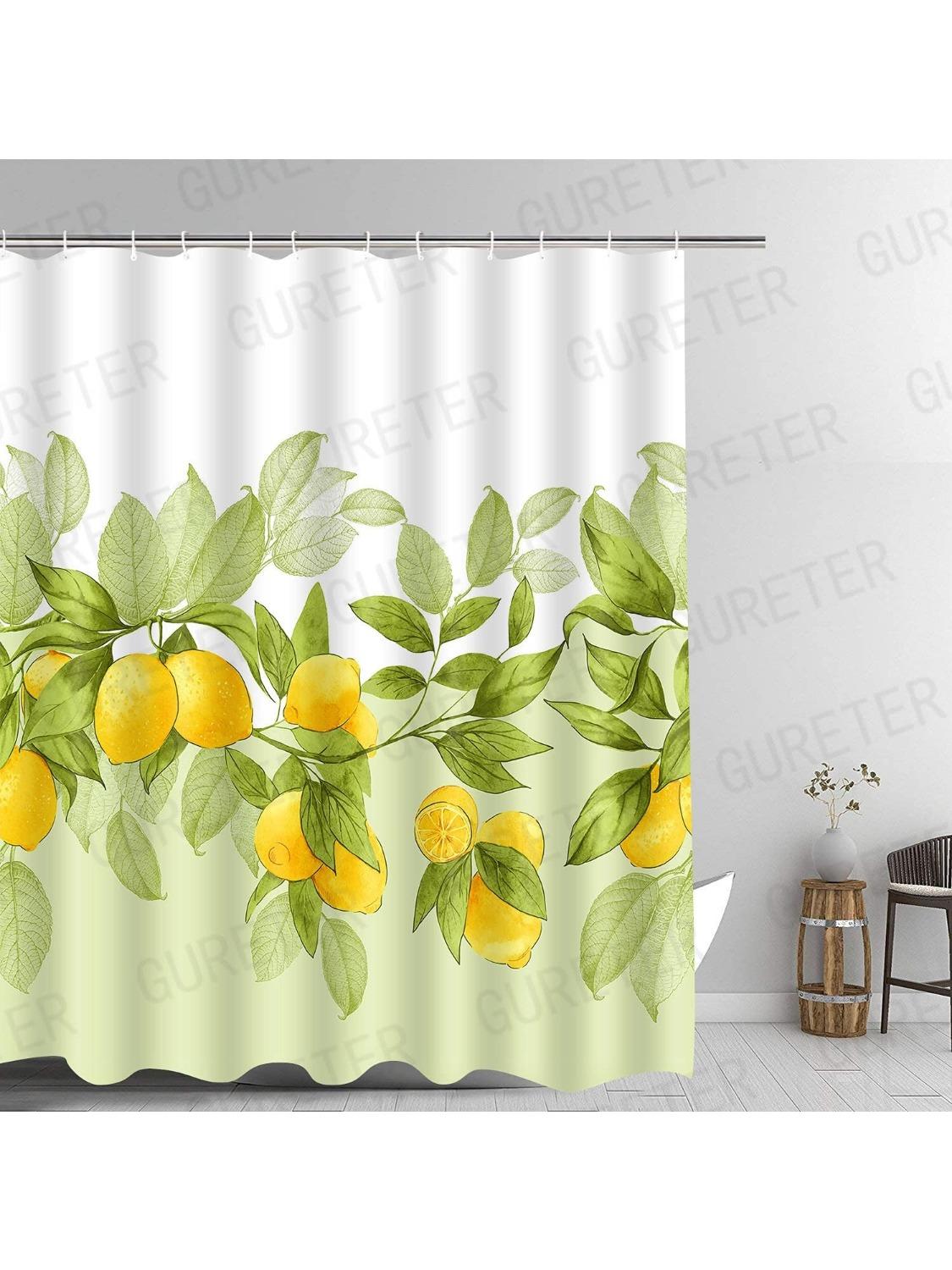 

Lemon Tree Shower Curtain, Fruit And Flower Diagram, Green Plants, Small Fresh Bathroom Decoration,Water-Proof Polyester Bath W60H190(CM)-1 Pcs