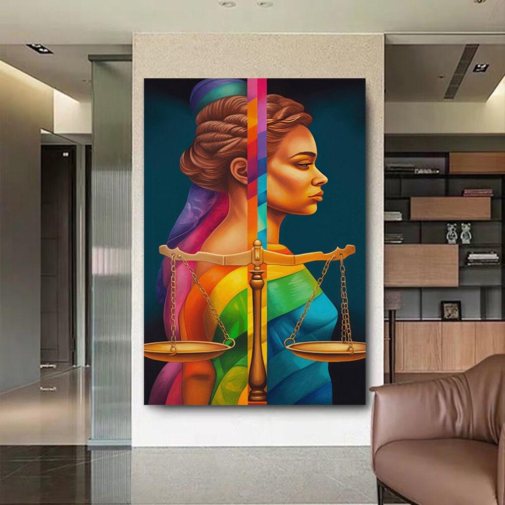 Wall Art | Goddess of Justice Canvas Painting , Goddess Canvas Painting , Scales of Justice Canvas Wall Art , Woman Wall Decor No Frame