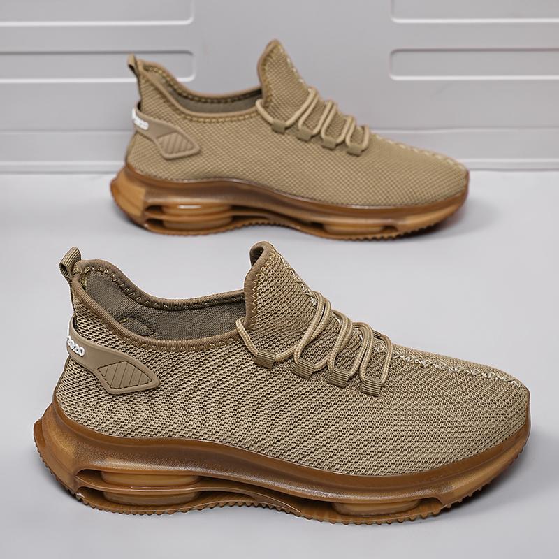 Fashion Mens Blade Sneakers Running Shoes Slip on Outdoor Tennis Shoelaces Odor Resistant Athletic Shoes Lightweight Breathable Khaki 47